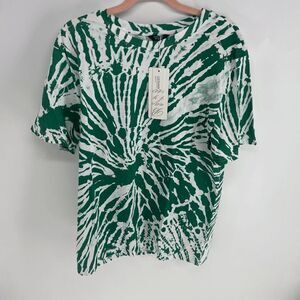 Coofandy Unisex Green White Tie Dye Short Sleeve Tee T-Shirt Size Medium NWT